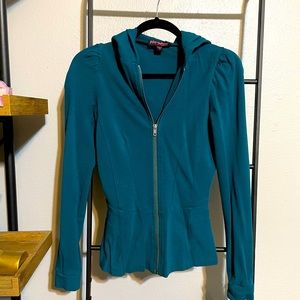 Betsey Johnson teal fitted track jacket